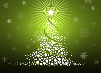 Albero di Natale composto da stelle su sfondo verde